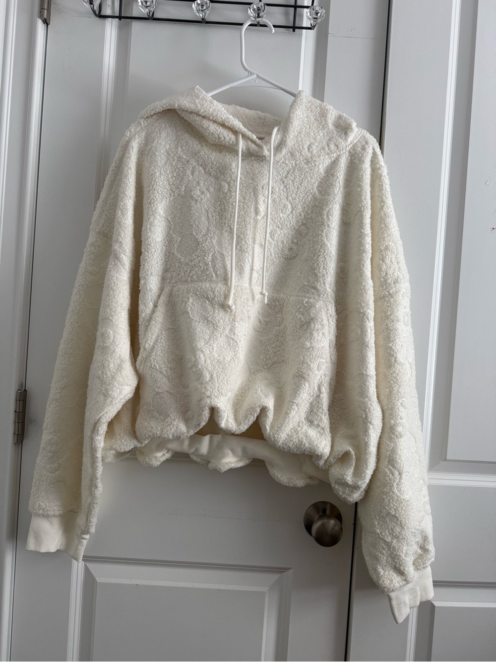 Urban Outfitters Cream Sherpa Hooded Pullover
